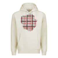 Oatmeal Heather Christmas Tartan Patch Premium Hoodie - BundleAndBundleShop