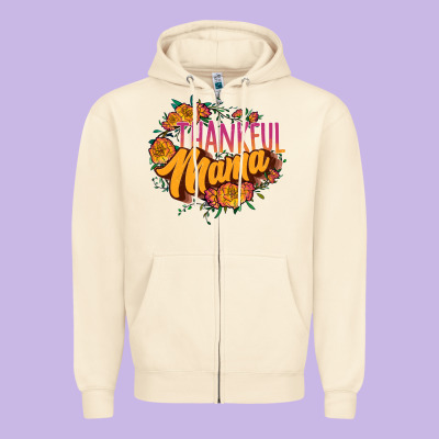 Thankful Mama Zipper Hoodie Designed By Jahusdesignshop