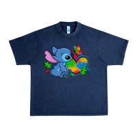 Navy autism stitch heart Urban Heavy Tee - Zillion Design Studio