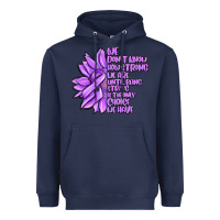Navy purple pancreatic cancer sunflower and cancer ribb Heavyweight Hoodie - MaliasSmallBusiness