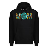 Black Western Mom With Turquoise Gemstone Premium Hoodie - BundleAndBundleShop