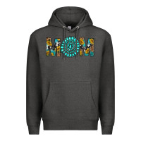 Charcoal Heather Western Mom With Turquoise Gemstone Premium Hoodie - BundleAndBundleShop