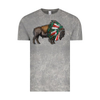 Cloud Rock mexican bison with indian headdress Vintage Tee - RanaPortraitStore