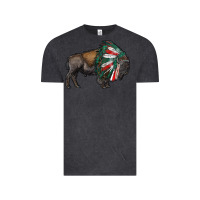Vintage Black mexican bison with indian headdress Vintage Tee - RanaPortraitStore