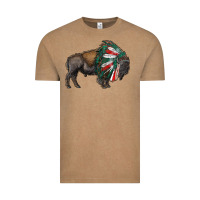Vintage Coffee mexican bison with indian headdress Vintage Tee - RanaPortraitStore