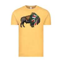 Vintage Mustard mexican bison with indian headdress Vintage Tee - RanaPortraitStore