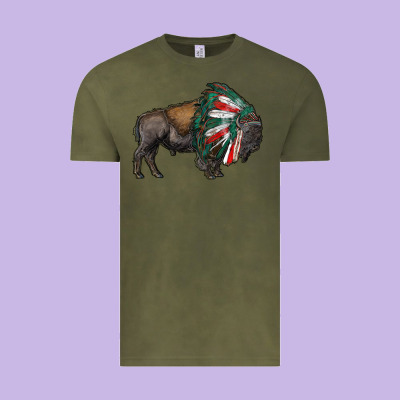 Mexican Bison With Indian Headdress Vintage Tee Designed By Ranaportraitstore