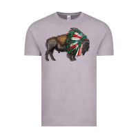 Vintage Zinc mexican bison with indian headdress Vintage Tee - RanaPortraitStore