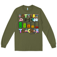 Army Green battery life of a teacher Long Sleeve Tee - AdoDesignShop