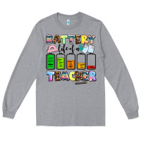 Heather Grey battery life of a teacher Long Sleeve Tee - AdoDesignShop