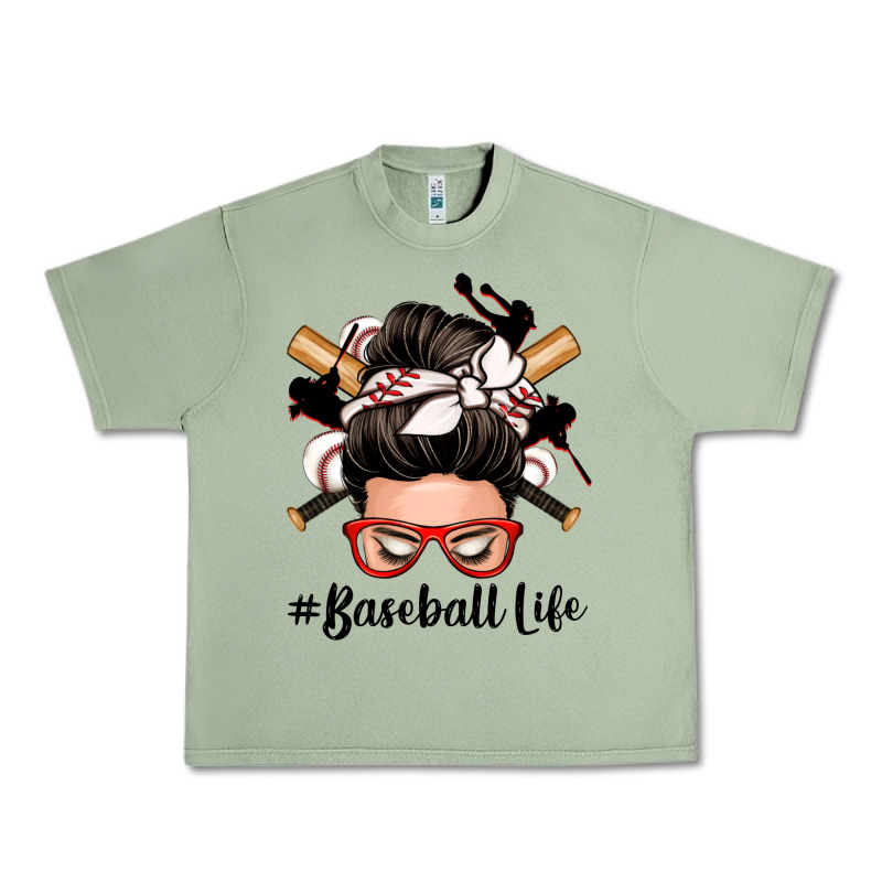 Baseball Life Messy Bun Urban Heavy Tee by Zillion Design Studio | Teevron
