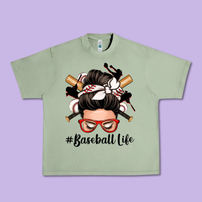 Baseball Life Messy Bun Urban Heavy Tee Designed By Zillion Design Studio