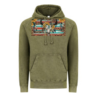 Vintage Olive Boho bull skull and serape Vintage Hoodie - RanaPortraitStore