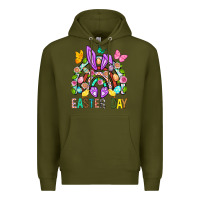 Army Green Easter Day Rainbow Premium Hoodie - BundleAndBundleShop
