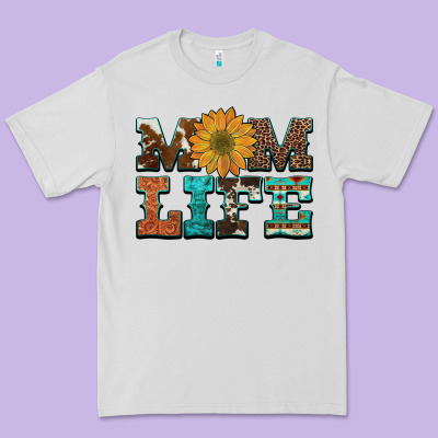 Western Cowhide Leopard Turquoise  Leather Aztec Sunflower Mom Premium Tee Designed By Artiststas