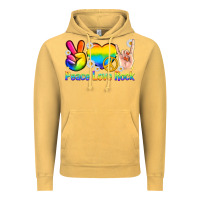 Vintage Mustard peace love rock pride Vintage Hoodie - texasbilliewilder