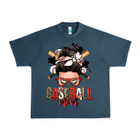 Midnight Navy baseball mom messy bun Urban Heavy Tee - Zillion Design Studio