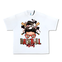 White baseball mom messy bun Urban Heavy Tee - Zillion Design Studio
