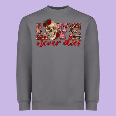Love Never Dies Skull Heavyweight Sweatshirt Designed By Ranaportraitstore