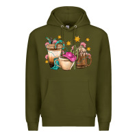 Army Green Western Cowgirl Coffee Cup Bbs Premium Hoodie - BundleAndBundleShop