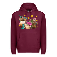 Burgundy Western Cowgirl Coffee Cup Bbs Premium Hoodie - BundleAndBundleShop