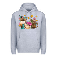 Heather Grey Western Cowgirl Coffee Cup Bbs Premium Hoodie - BundleAndBundleShop