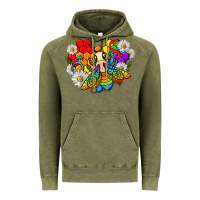Vintage Olive pride bee with daisy lgbtq Vintage Hoodie - texasbilliewilder