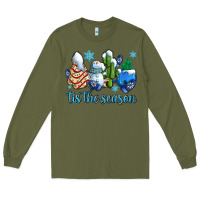 Army Green tis the season christmas tree  cake winter and snowman Long Sleeve Tee - AdoDesignShop