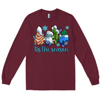 Burgundy tis the season christmas tree  cake winter and snowman Long Sleeve Tee - AdoDesignShop