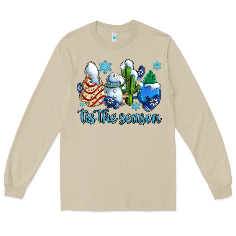 Tis The Season Christmas Tree  Cake Winter And Snowman Long Sleeve Tee by AdoDesignShop | Teevron