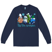 Navy tis the season christmas tree  cake winter and snowman Long Sleeve Tee - AdoDesignShop