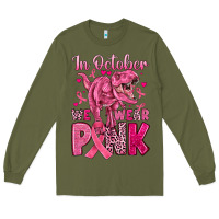 Army Green in october we wear pink dinosaur Long Sleeve Tee - JahusDesignShop