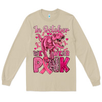 Mushroom in october we wear pink dinosaur Long Sleeve Tee - JahusDesignShop