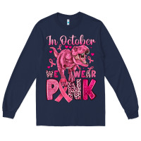 Navy in october we wear pink dinosaur Long Sleeve Tee - JahusDesignShop