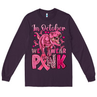 Plum in october we wear pink dinosaur Long Sleeve Tee - JahusDesignShop