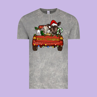 Merry Christmas Truck Animals Vintage Tee Designed By Ranaportraitstore