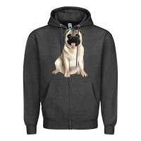 Charcoal Heather pug Zipper Hoodie - JahusDesignShop