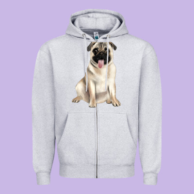 Pug Zipper Hoodie Designed By Jahusdesignshop
