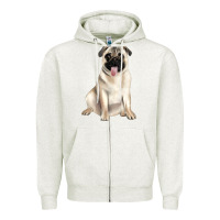Oatmeal Heather pug Zipper Hoodie - JahusDesignShop