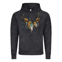 Vintage Black Boho Deer Skull Sunflowers And Gemstone Vintage Hoodie - RanaPortraitStore