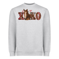 Heather Grey xoxo horse Heavyweight Sweatshirt - RanaPortraitStore