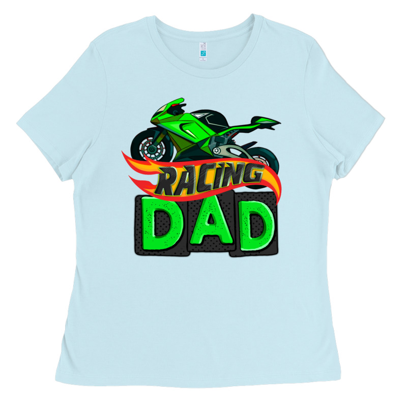 Racing Dad With Racing Motorcycle Ladies Tee by AdoDesignShop | Teevron