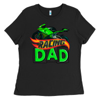 Black racing dad with racing motorcycle Ladies Tee - AdoDesignShop