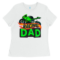 White racing dad with racing motorcycle Ladies Tee - AdoDesignShop