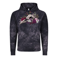 Cloud Black Boho floral raven skull Vintage Hoodie - RanaPortraitStore