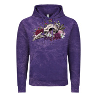 Cloud Purple Boho floral raven skull Vintage Hoodie - RanaPortraitStore