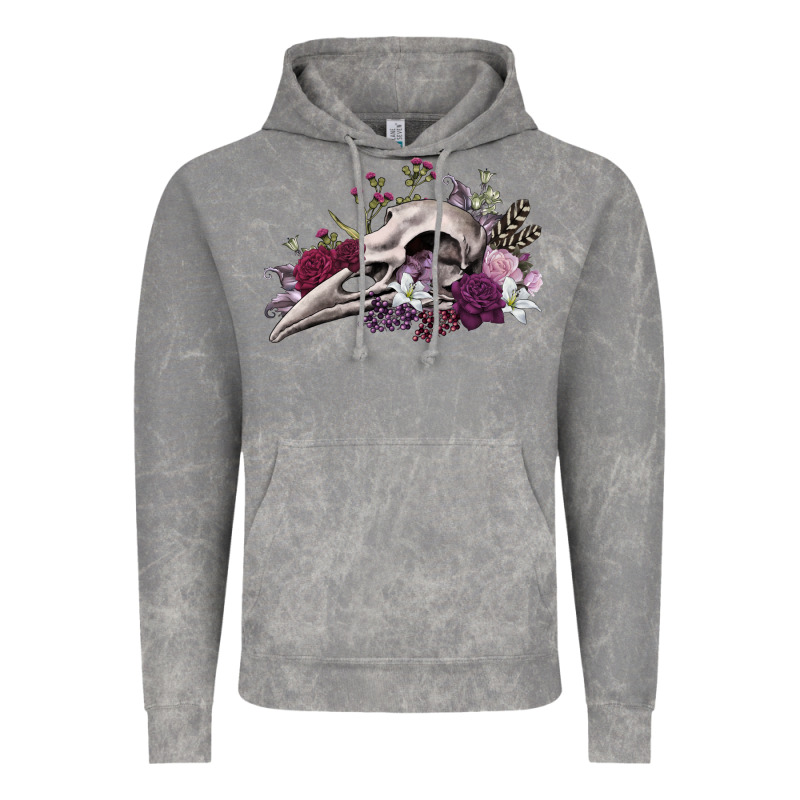 Boho Floral Raven Skull Vintage Hoodie by RanaPortraitStore | Teevron