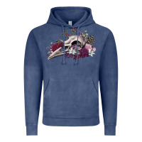 Vintage Denim Boho floral raven skull Vintage Hoodie - RanaPortraitStore