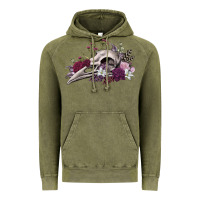 Vintage Olive Boho floral raven skull Vintage Hoodie - RanaPortraitStore