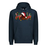 Navy Western Mom With Woman In Santa Hat Premium Hoodie - BundleAndBundleShop